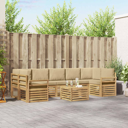 Utomhussoffset med kudde 8 pcs Vit och Beige Polyester