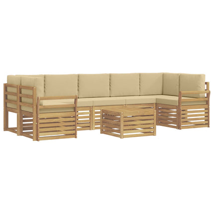 Utomhussoffset med kudde 8 pcs Vit och Beige Polyester