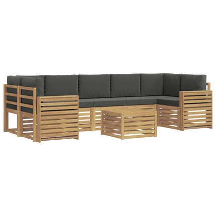 Utomhussoffset med kudde 8 pcs Vit och antracit Polyester