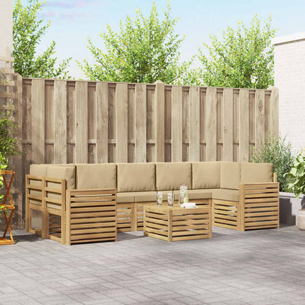 Utomhussoffset med kudde 8 pcs Vit och Beige Polyester