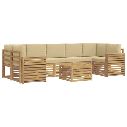 Utomhussoffset med kudde 8 pcs Vit och Beige Polyester