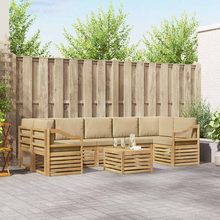 Utomhussoffset med kudde 8 pcs Vit och Beige Polyester