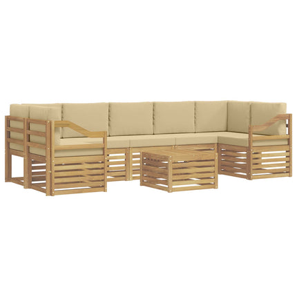 Utomhussoffset med kudde 8 pcs Vit och Beige Polyester