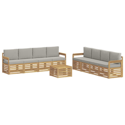 Utomhussoffset 9 pcs Vit och ljusgrå 59 x 59 x 37 cm