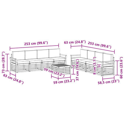 Soffgrupper 9 pcs Vit och antracit 59 x 59 x 37 cm Polyester
