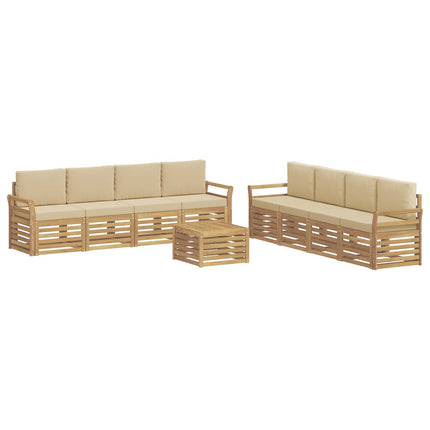 Soffgrupper 9 pcs Vit och Beige 59 x 59 x 37 cm Polyester