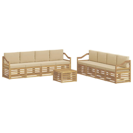 Utomhussoffset 9 st Vit och Beige Polyester