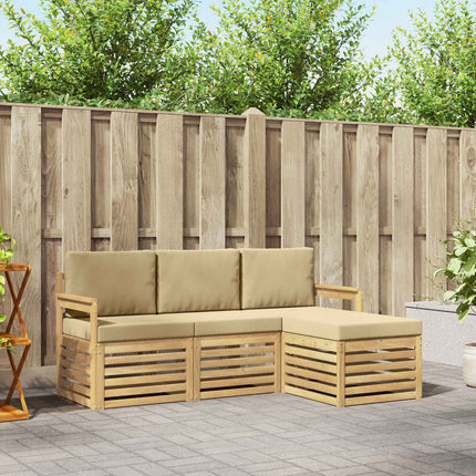 Utomhussoffset 4 pcs Vit och Beige 189,5 x 122,5 x 73 cm
