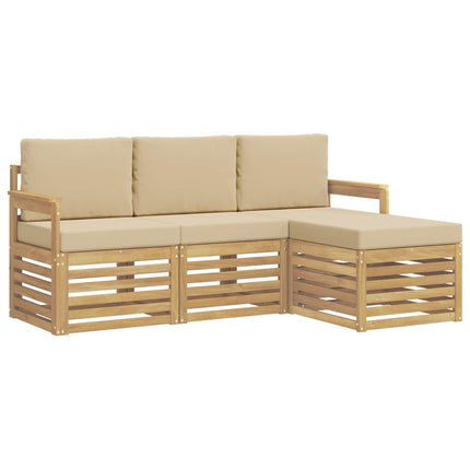 Utomhussoffset 4 pcs Vit och Beige 189,5 x 122,5 x 73 cm