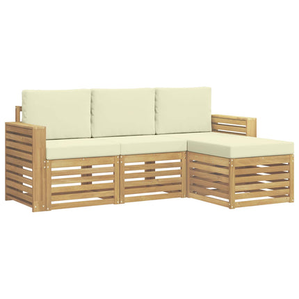 Utomhussoffset 4 pcs Vit och grädde 197,5 x 122,5 x 73 cm