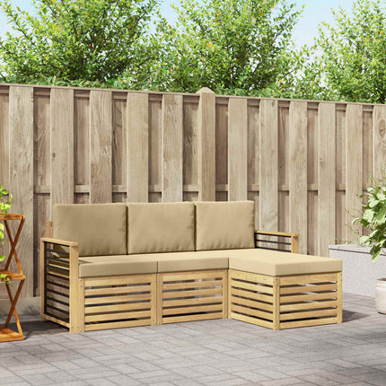 Utomhussoffset med kudde 4 pcs Vit och Beige Polyester