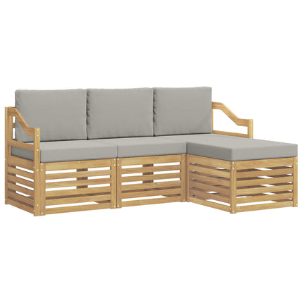 Utomhussoffset 4 pcs Vit och ljusgrå 185,5 x 122,5 x 73 cm