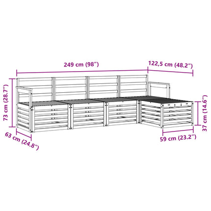 Utomhussoffset 5 pcs Vit 249 x 122,5 x 73 cm Massivt Akaciaträ