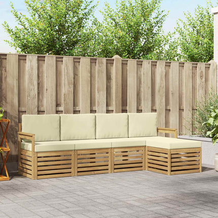 Utomhussoffset 5 pcs Vit och grädde 249 x 122,5 x 73 cm