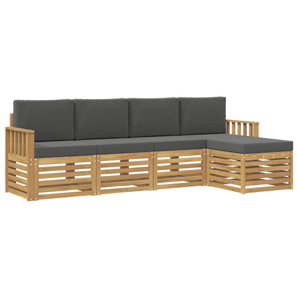 Utomhussoffset 5 pcs Vit och antracit 249 x 122,5 x 73 cm