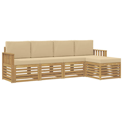 Utomhussoffset 5 pcs Vit och Beige 249 x 122,5 x 73 cm
