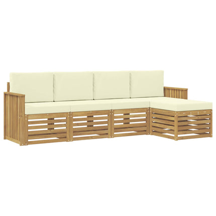 Utomhussoffset 5 pcs Vit och grädde 249 x 122,5 x 73 cm