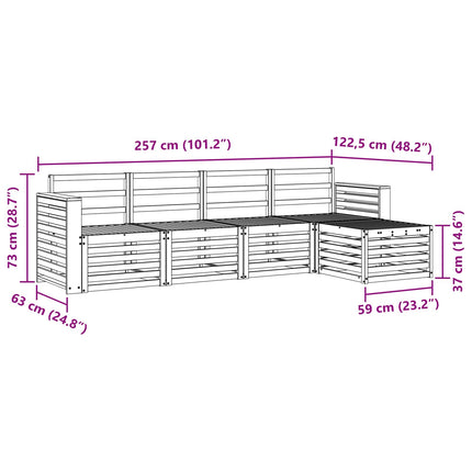 Utomhussoffset 5 pcs Vit 257 x 122,5 x 73 cm Massivt Akaciaträ
