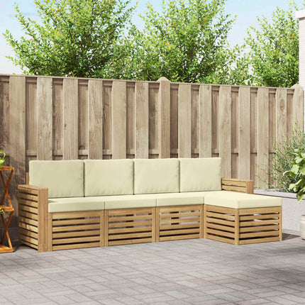 Utomhussoffset 5 pcs Vit och grädde 257 x 122,5 x 73 cm