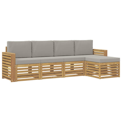 Utomhussoffset 5 pcs Vit och ljusgrå 257 x 122,5 x 73 cm
