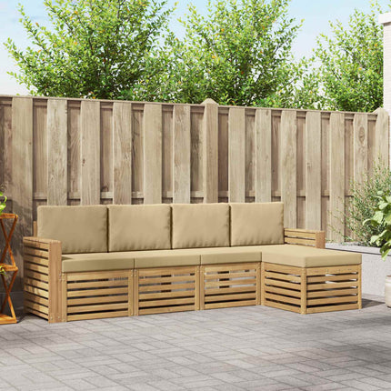 Utomhussoffset 5 pcs Vit och Beige 257 x 122,5 x 73 cm