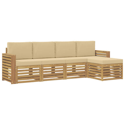 Utomhussoffset 5 pcs Vit och Beige 257 x 122,5 x 73 cm