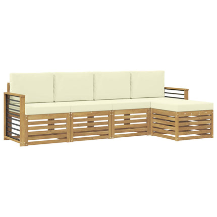 Utomhussoffset 5 pcs Vit och grädde 249 x 122,5 x 73 cm