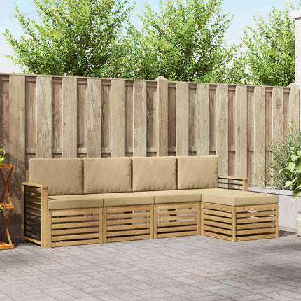 Utomhussoffset med kudde 5 pcs Vit och Beige Polyester