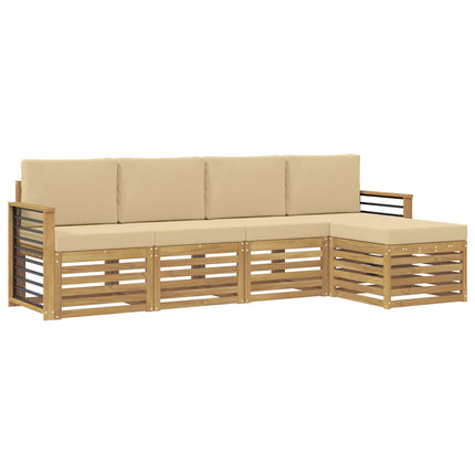 Utomhussoffset 5 st Vit och Beige Polyester