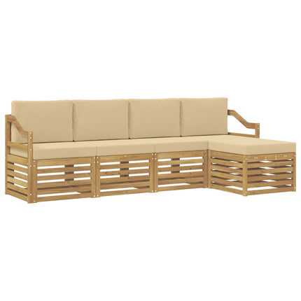 Utomhussoffset 5 st Vit och Beige Polyester