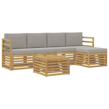 Utomhussoffset 6 pcs Vit och ljusgrå 59 x 59 x 37 cm Polyester