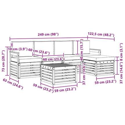 Utomhussoffset 6 pcs Vit och antracit 59 x 59 x 37 cm Polyester