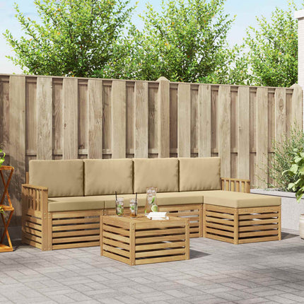 Utomhussoffset 6 pcs Vit och Beige 59 x 59 x 37 cm Polyester