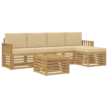 Utomhussoffset 6 st Vit och Beige Polyester