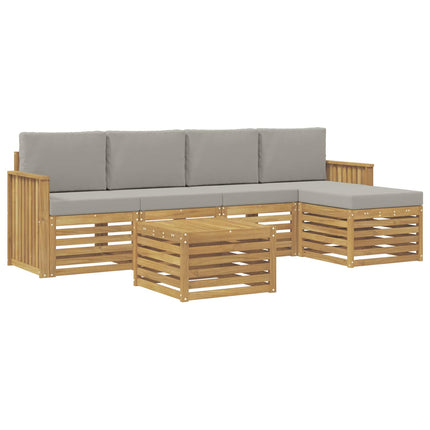 Utomhussoffset 6 pcs Vit och ljusgrå 59 x 59 x 37 cm Polyester