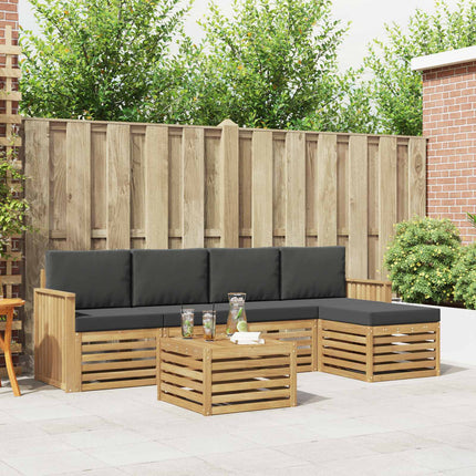 Utomhussoffset 6 pcs Vit och antracit 59 x 59 x 37 cm Polyester
