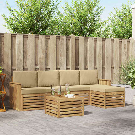 Utomhussoffset 6 pcs Vit och Beige 59 x 59 x 37 cm Polyester
