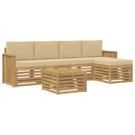 Utomhussoffset 6 pcs Vit och Beige 59 x 59 x 37 cm Polyester
