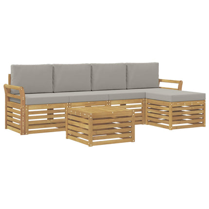 Utomhussoffset 6 pcs Vit och ljusgrå 59 x 59 x 37 cm Polyester