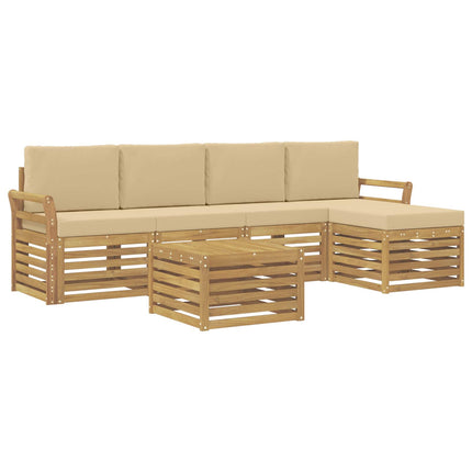 Utomhussoffset 6 pcs Vit och Beige 59 x 59 x 37 cm Polyester