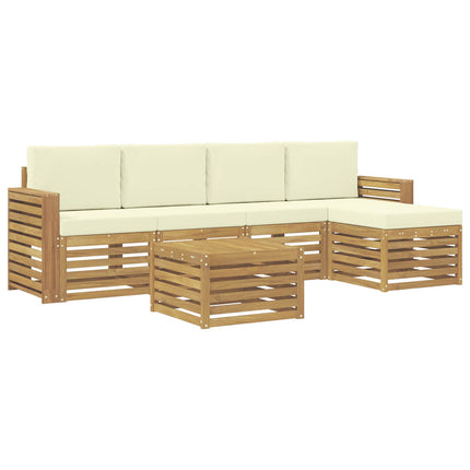 Utomhussoffset 6 pcs Vit och grädde 59 x 59 x 37 cm Polyester