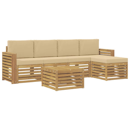 Utomhussoffset 6 pcs Vit och Beige 59 x 59 x 37 cm Polyester