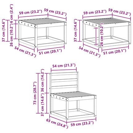 Utomhussoffset 6 pcs Vit Massivt Akaciaträ