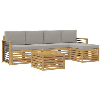 Utomhussoffset 6 pcs Vit och ljusgrå 59 x 59 x 37 cm Polyester