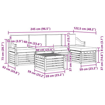Utomhussoffset 6 pcs Vit och antracit 59 x 59 x 37 cm Polyester