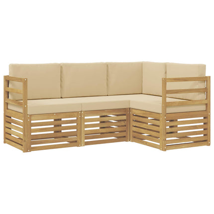 Soffgrupper 4 pcs Vit och Beige 185,5 x 126,5 x 73 cm Polyester