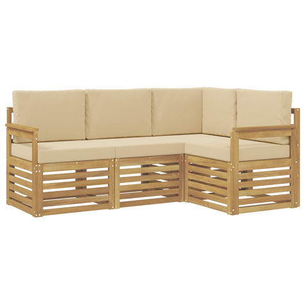 Utomhussoffset 4 st Vit och Beige Polyester