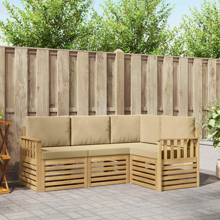 Utomhussoffset 4 pcs Vit och Beige 187,5 x 128,5 x 73 cm