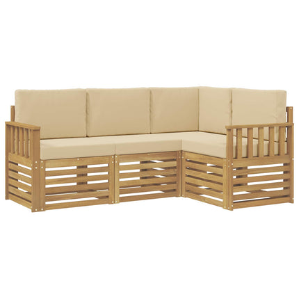 Utomhussoffset 4 st Vit och Beige Polyester