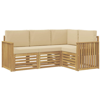 Soffgrupper 4 pcs Vit och Beige 187,5 x 128,5 x 73 cm Polyester